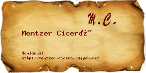 Mentzer Ciceró névjegykártya